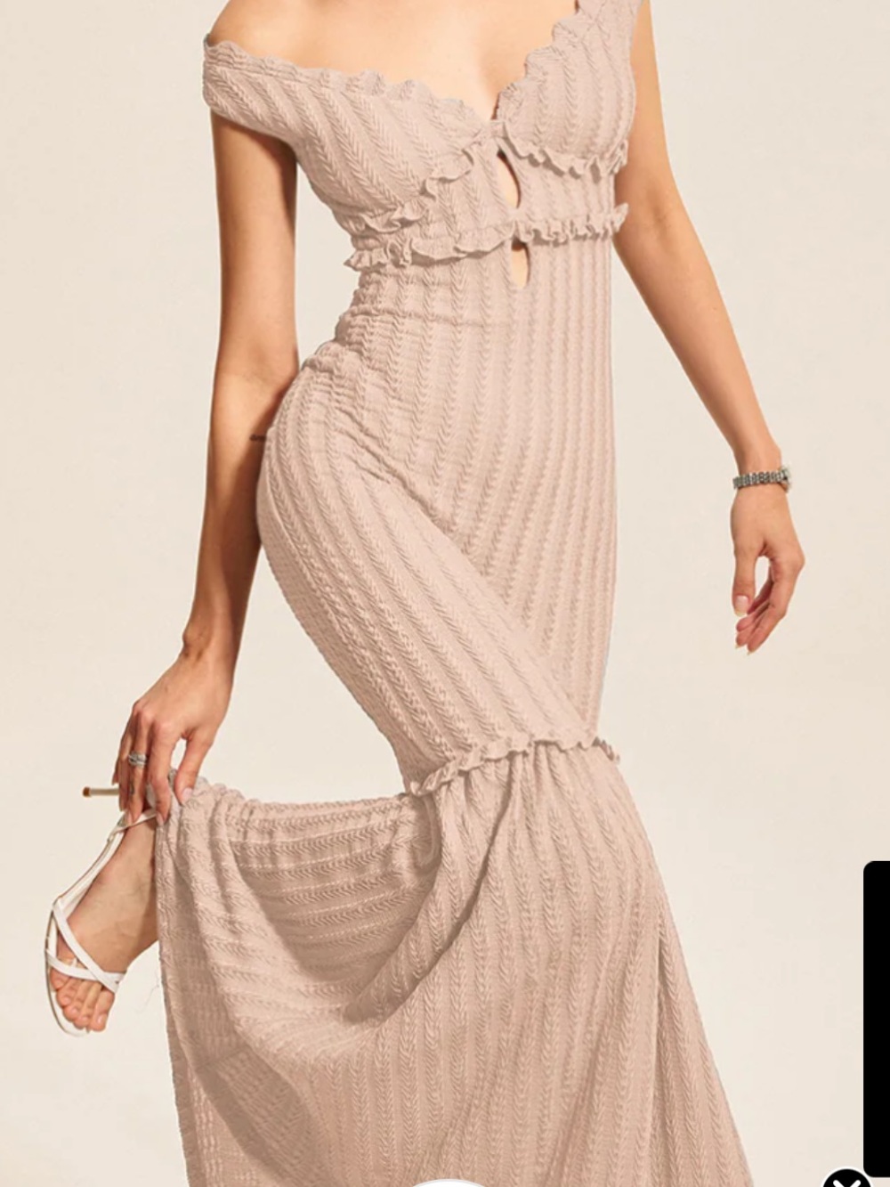 Commense Blush Pink Ruffled Knit dress